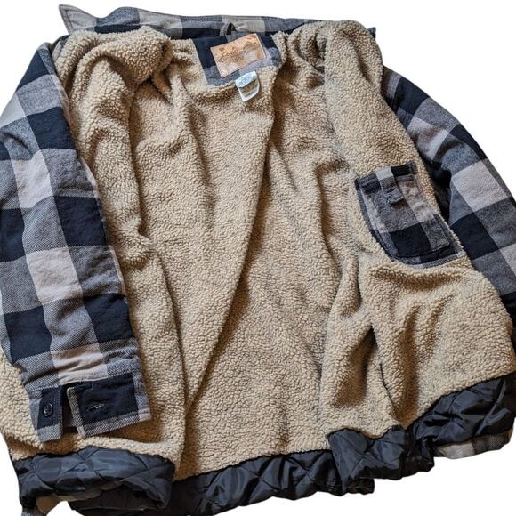 Field N Forest Sherpa Flannel Jacket Men XLT Zip BuffaloPlaid Lumberjack Shacket - Picture 3 of 13